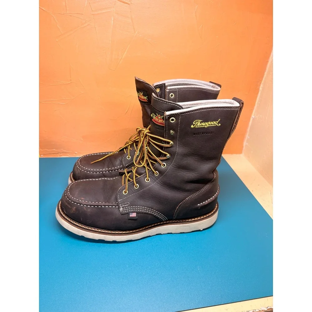 Thorogood Mens 13D 1957 Series Dark Brown Leather Moc Steel Toe Work Boots